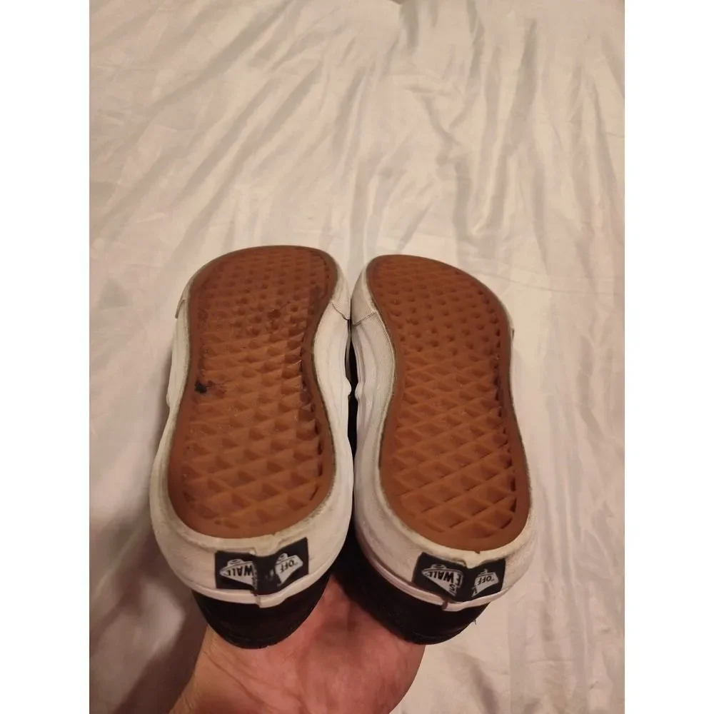 VANS Black Slip On US Kids Size 4- Skateboard Sneakers Off The Wall